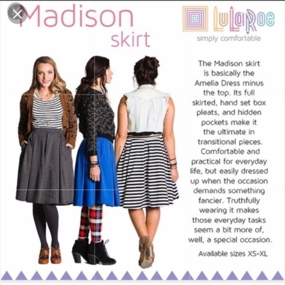 NEW LuLaRoe “Madison” Size S Hidden Pockets Stretchy A-Line Skater Full Skirt - Picture 6 of 8